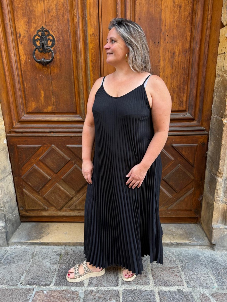 Robe Plissée Fine Bretelle Grande Taille | Marina & Paloma