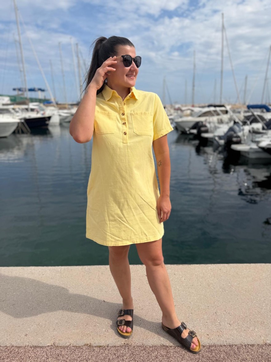 Robe Droite Jaune Manche Courte Maëlle | Marina & Paloma