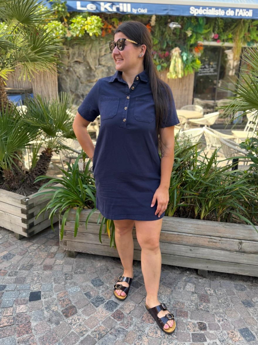 Robe Droite Bleu Marine Manche Courte | Marina & Paloma