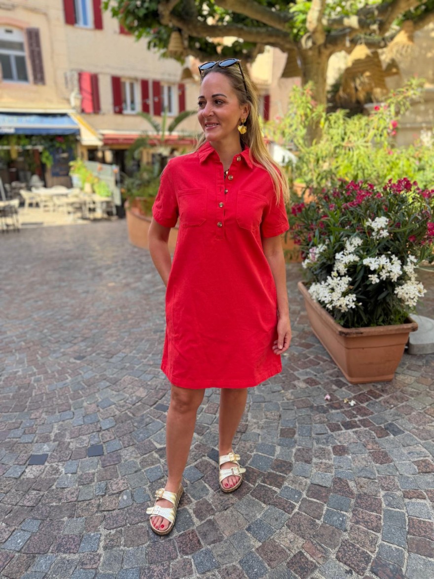 Robe Droite Rouge Manche Courte Maëlle | Marina & Paloma