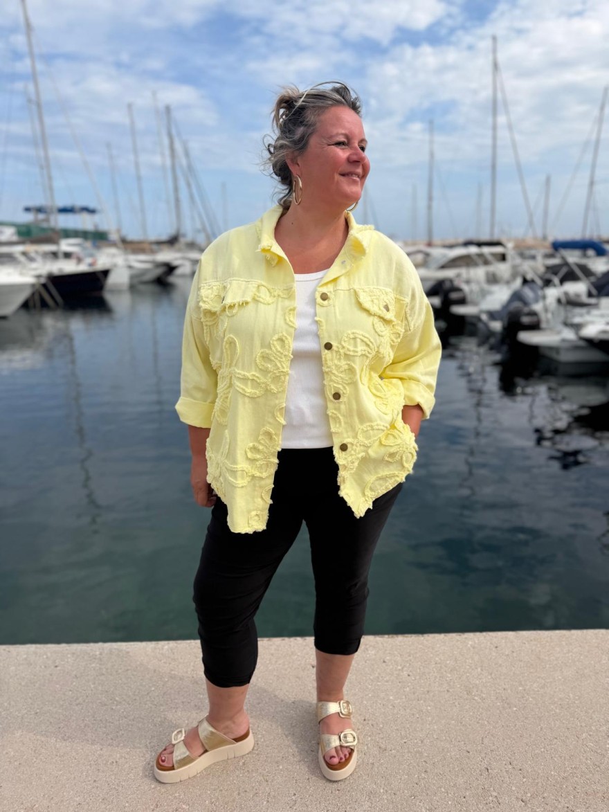 Surchemise Broderie Jaune Grande Taille | Marina & Paloma