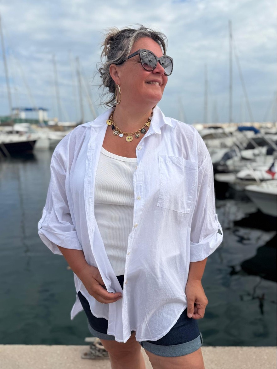Chemise Longue Blanche Grande Taille Fluide Oversize | Marina & Paloma