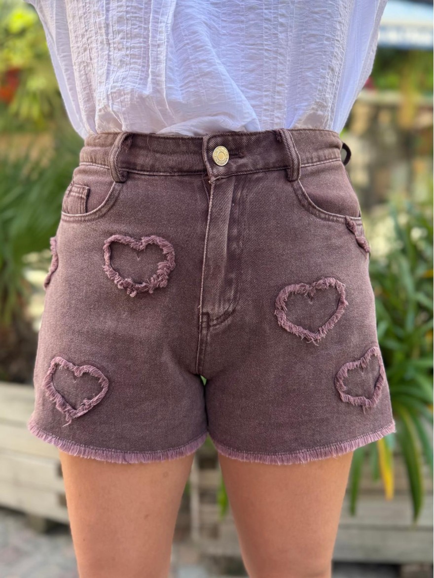 Short en Jean Marron Cœur Kilky | Marina & Paloma