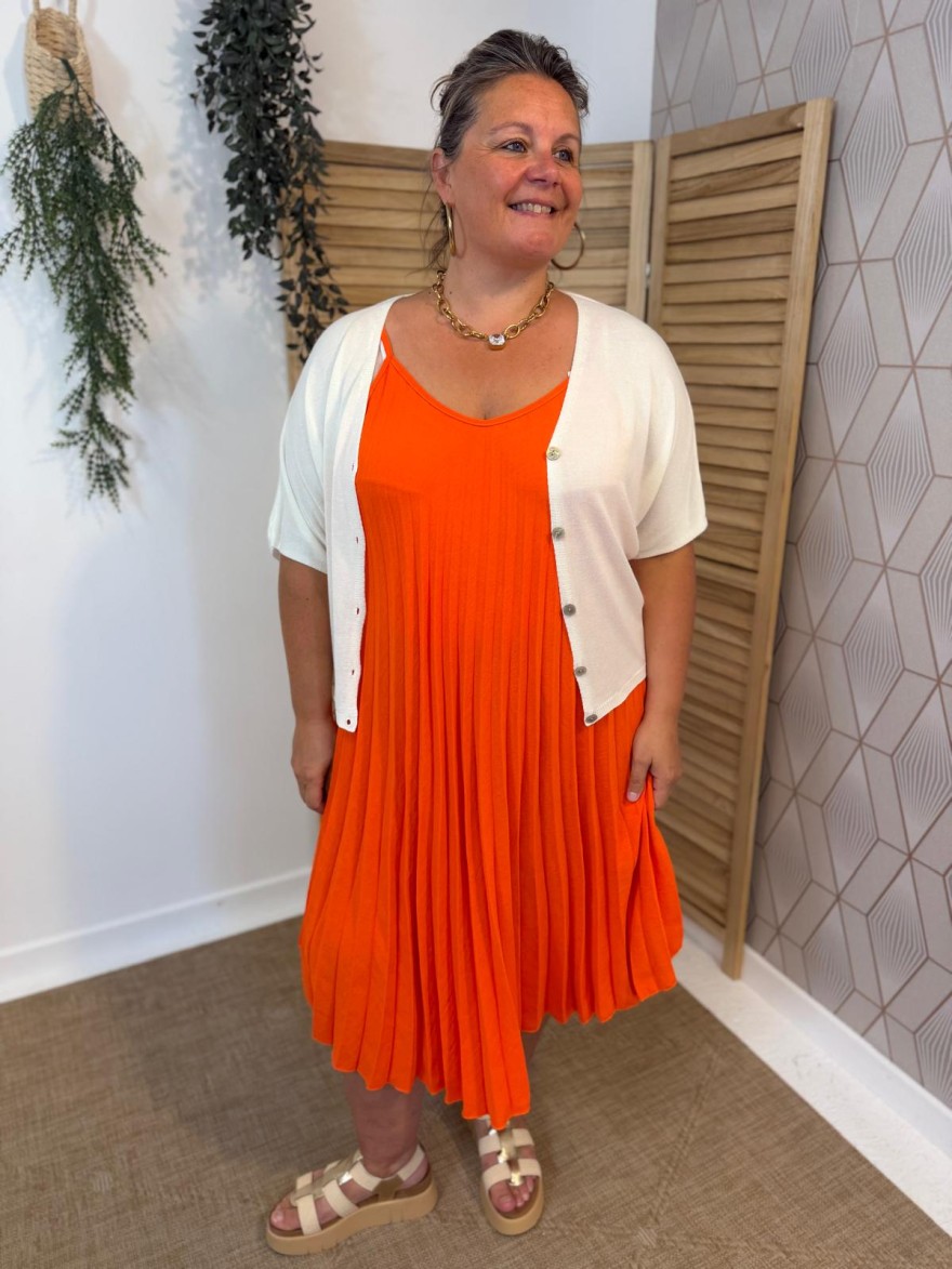 Robe Plissée Mi-Longue Grande Taille Fine Bretelle | Marina & Paloma