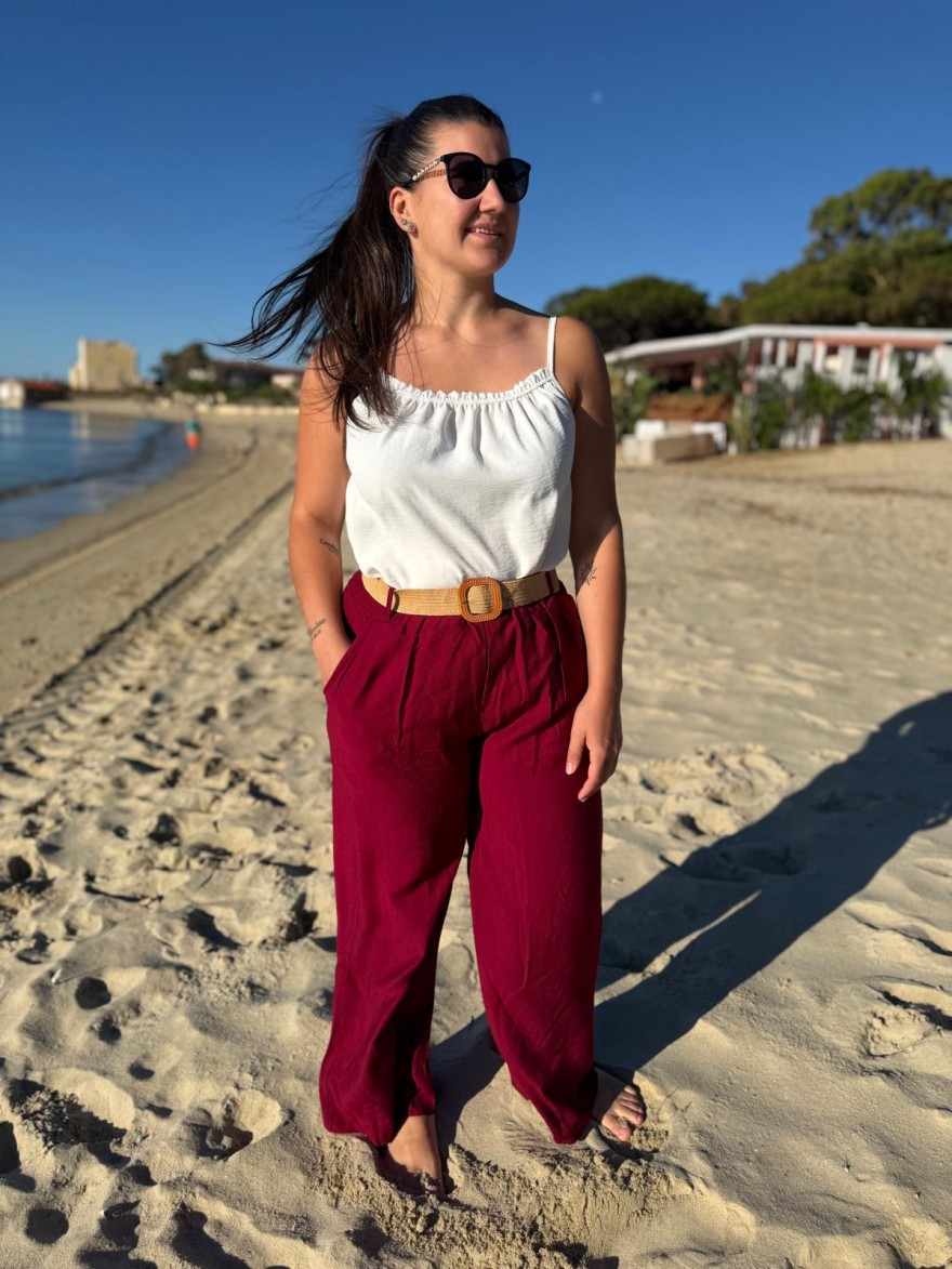 Pantalon Léger Avec Ceinture Fleurie Fluide Taille Unique | Marina & Paloma
