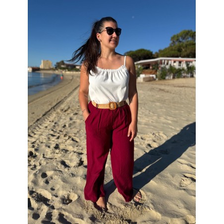 Pantalon Léger Avec Ceinture Fleurie Fluide Taille Unique | Marina & Paloma