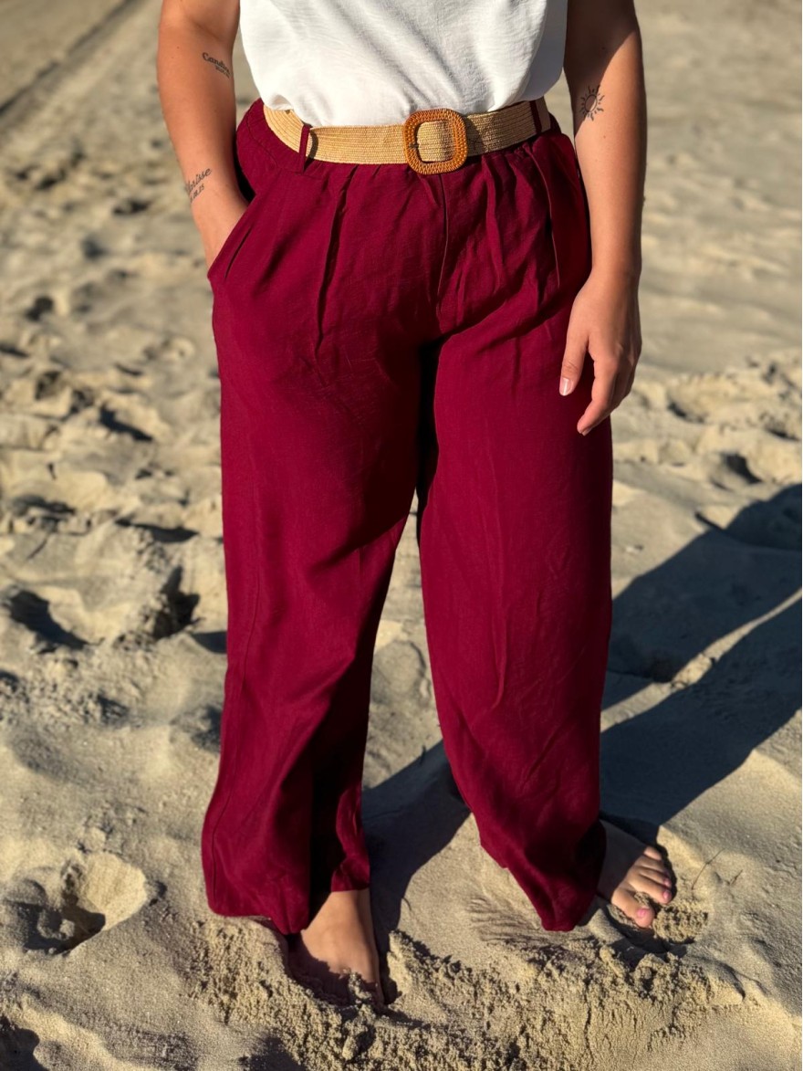 Pantalon Léger Avec Ceinture Fleurie Fluide Taille Unique | Marina & Paloma