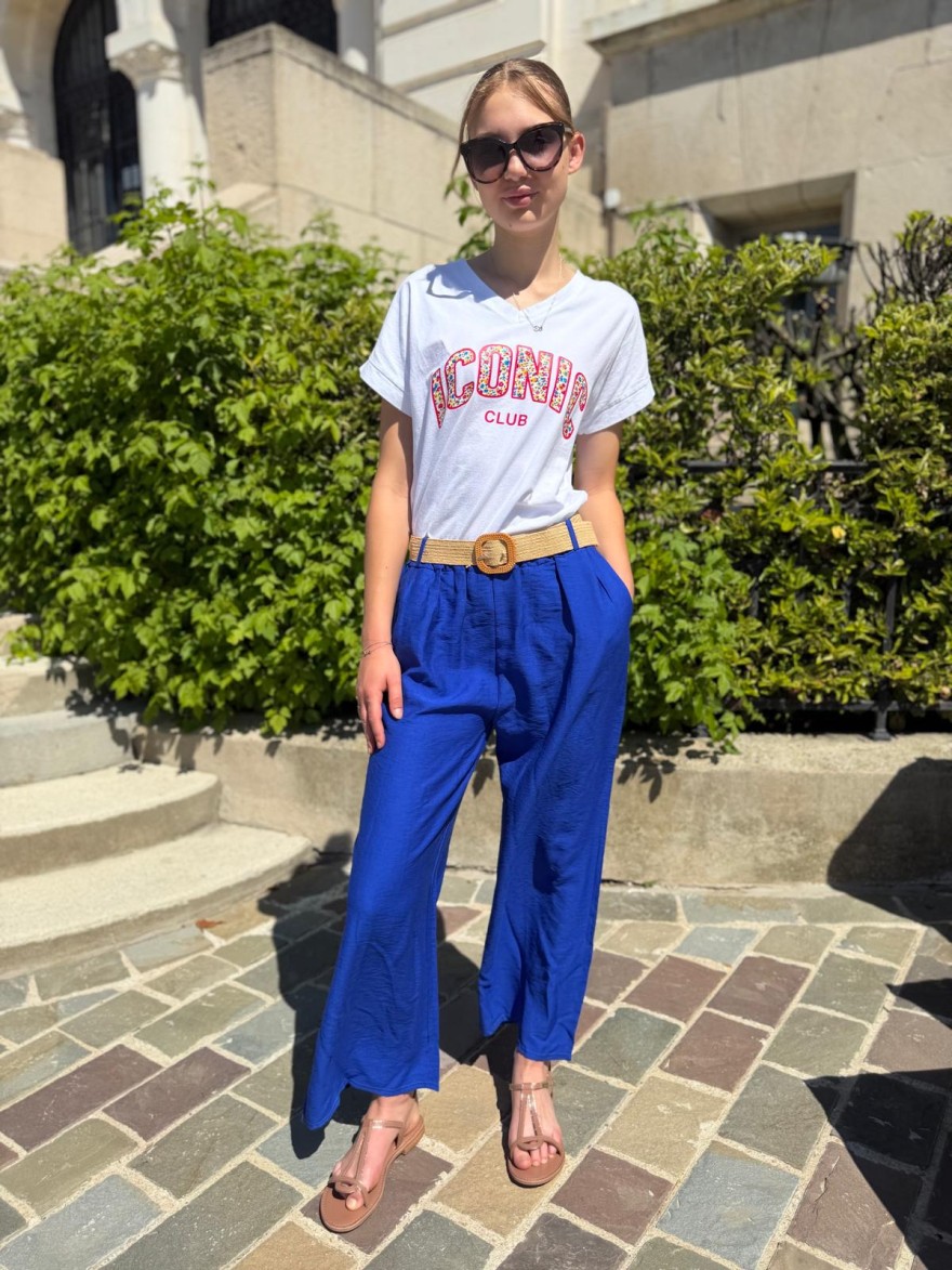 Pantalon Léger Avec Ceinture Fleurie Fluide Taille Unique | Marina & Paloma