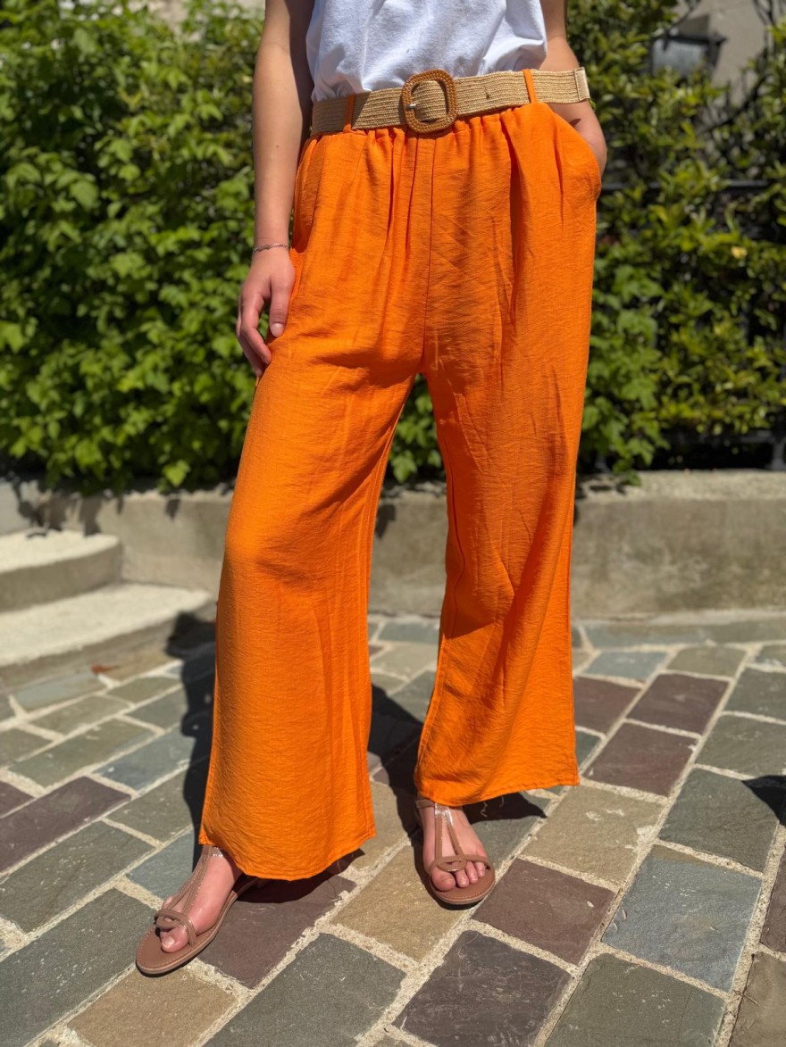 Pantalon Léger Avec Ceinture Fleurie Fluide Taille Unique | Marina & Paloma
