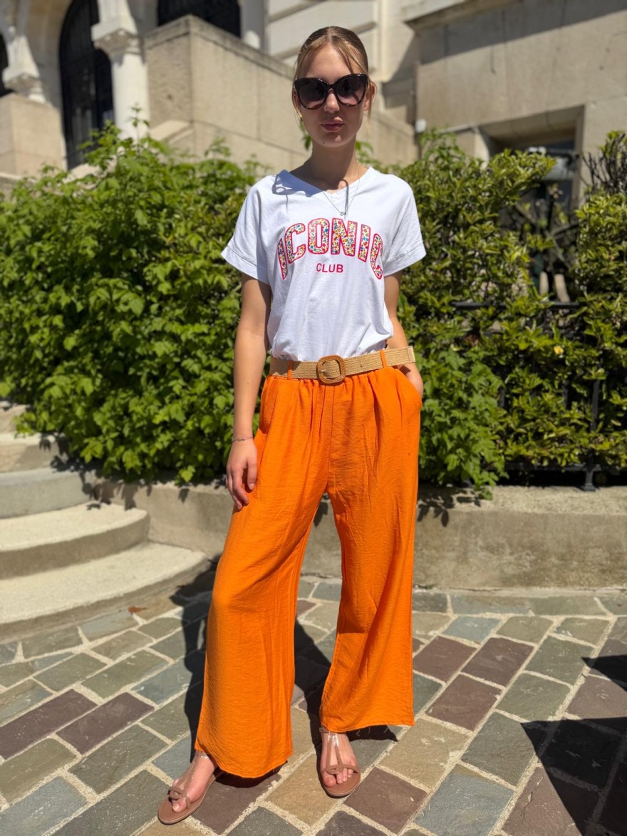 Pantalon Léger Avec Ceinture Fleurie Fluide Taille Unique | Marina & Paloma