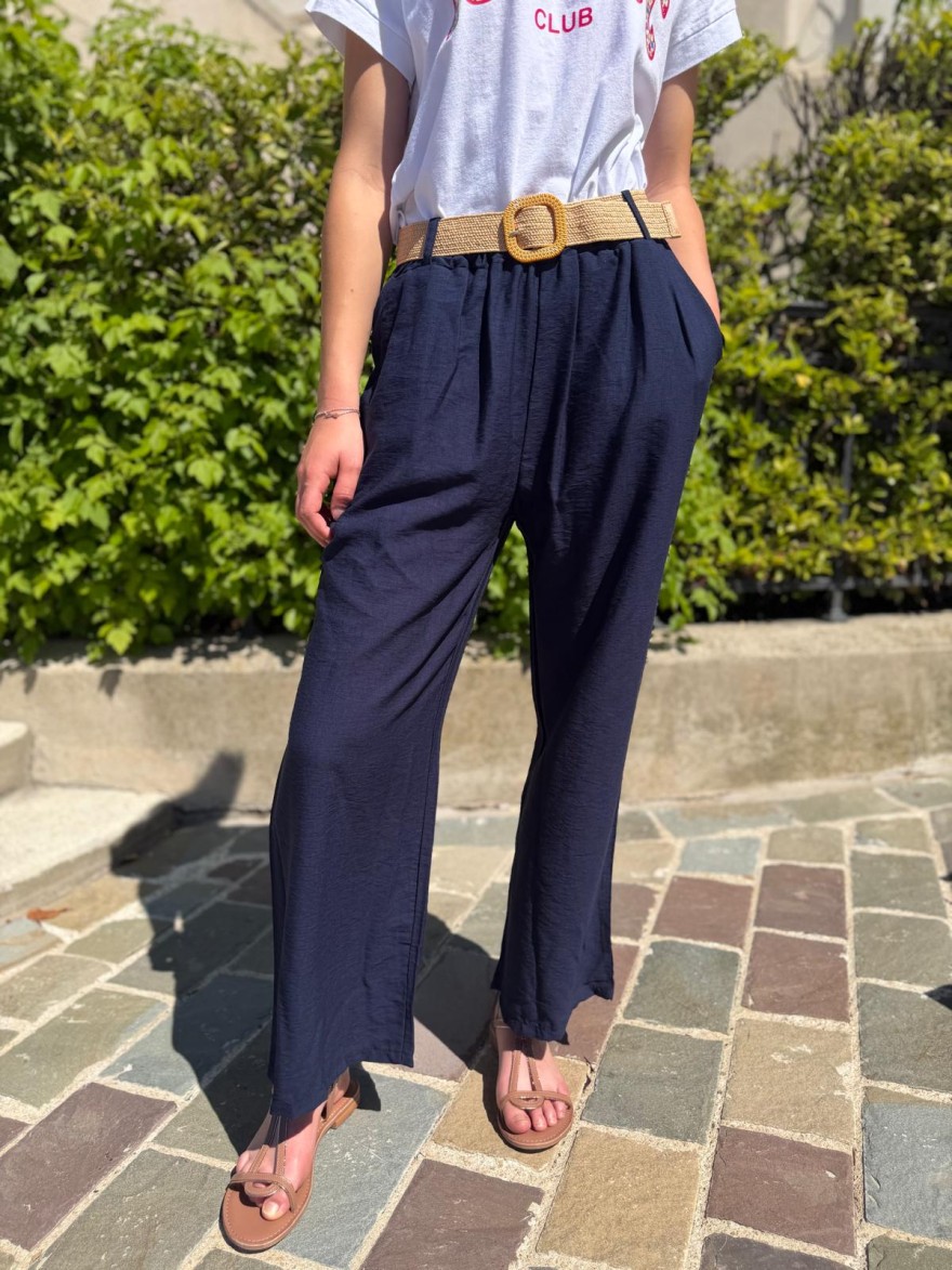 Pantalon Léger Avec Ceinture Fleurie Fluide Taille Unique | Marina & Paloma