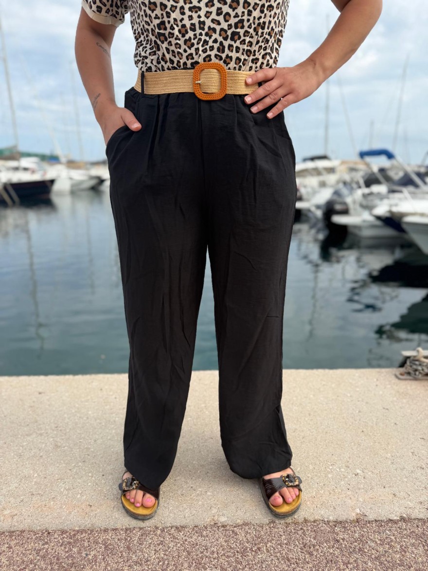 Pantalon Léger Avec Ceinture Fleurie Fluide Taille Unique | Marina & Paloma