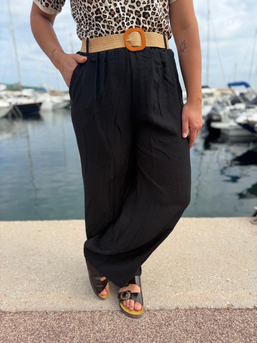 Pantalon Léger Avec Ceinture Fleurie Fluide Taille Unique | Marina & Paloma