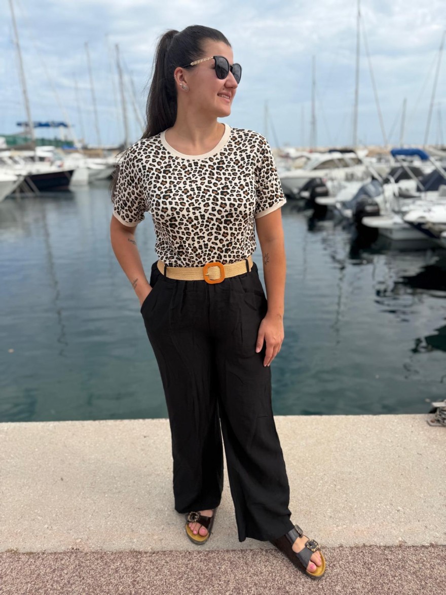 Pantalon Léger Avec Ceinture Fleurie Fluide Taille Unique | Marina & Paloma