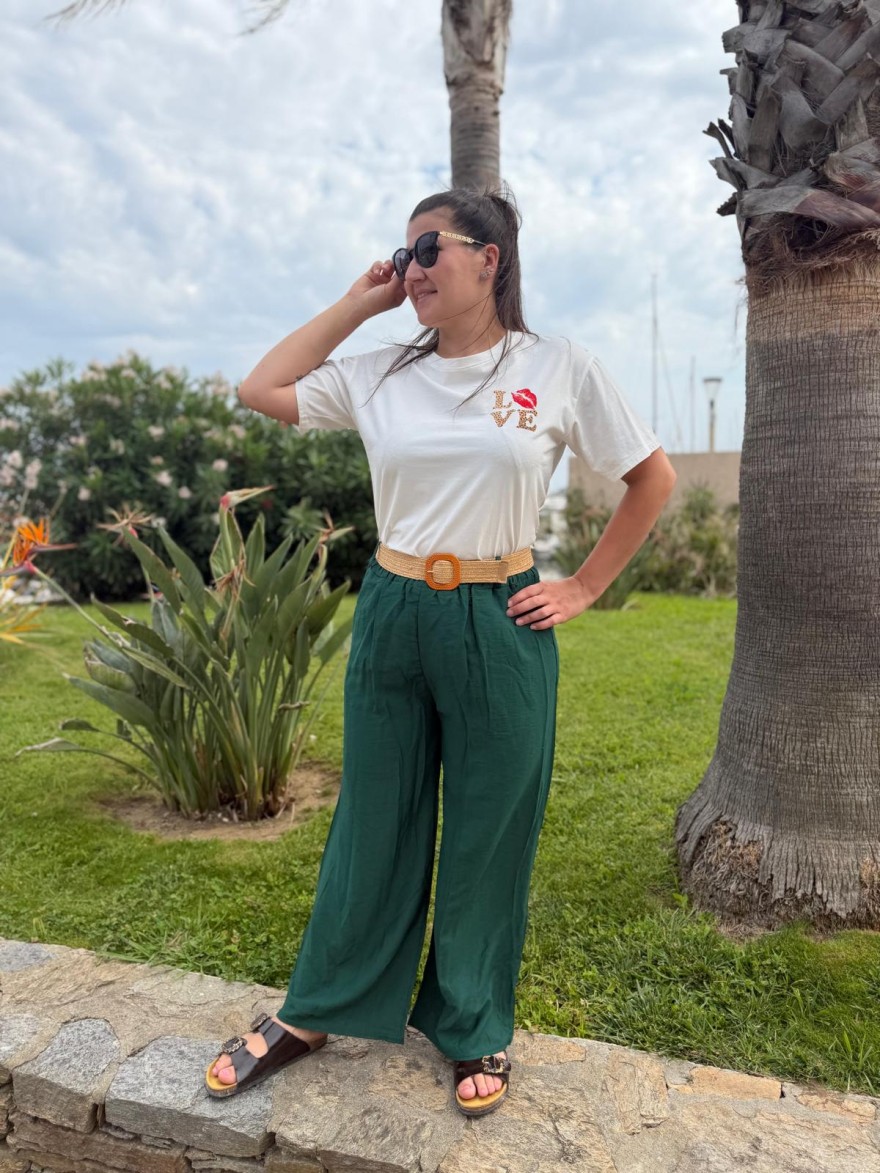 Pantalon Léger Avec Ceinture Fleurie Fluide Taille Unique | Marina & Paloma