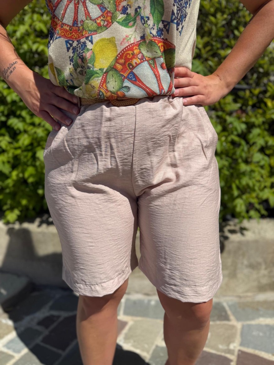 Bermuda Léger Avec Ceinture Fluide Taille Unique Été