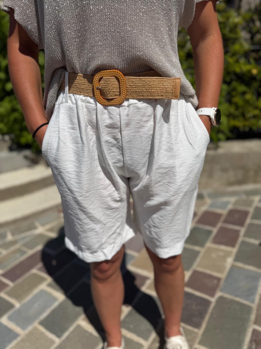 Bermuda Léger Avec Ceinture Fluide Taille Unique Été