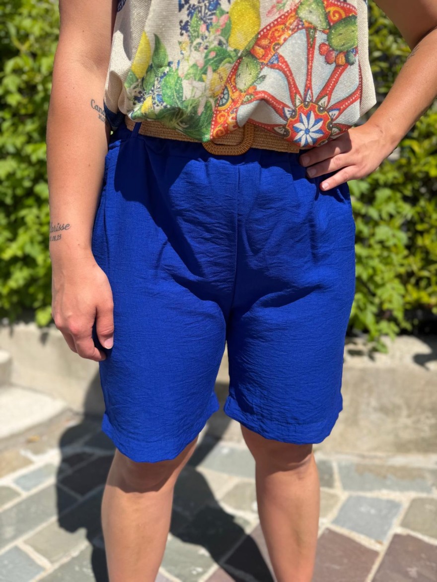 Bermuda Léger Avec Ceinture Fluide Taille Unique Été