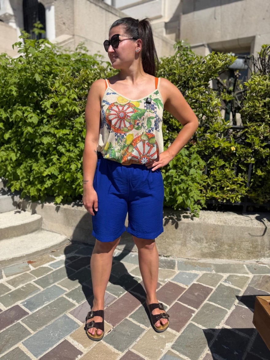 Bermuda Léger Avec Ceinture Fluide Taille Unique Été