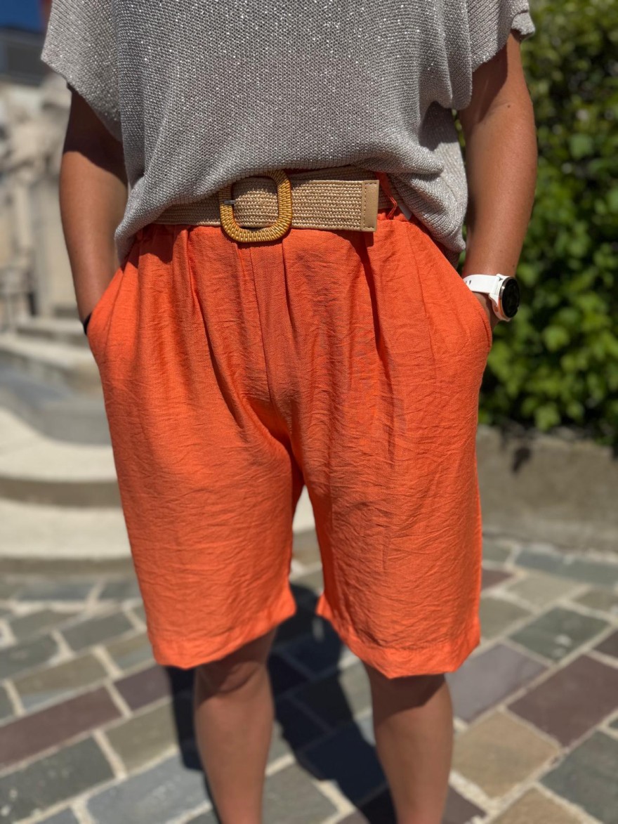 Bermuda Léger Avec Ceinture Fluide Taille Unique Été