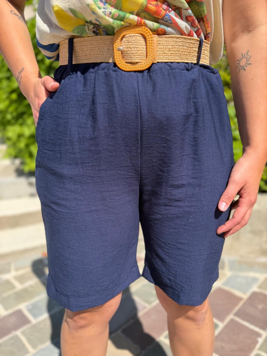 Bermuda Léger Avec Ceinture Fluide Taille Unique Été