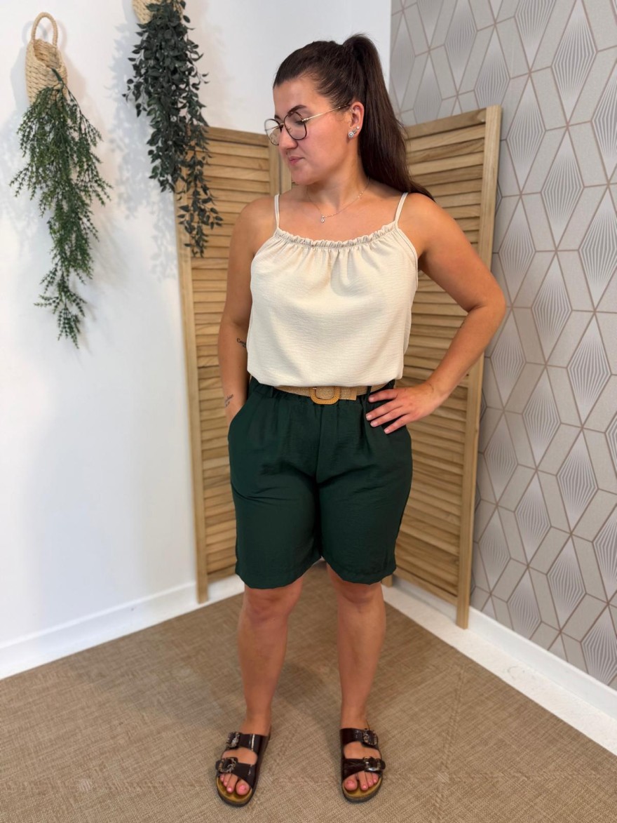 Bermuda Léger Avec Ceinture Fluide Taille Unique Été