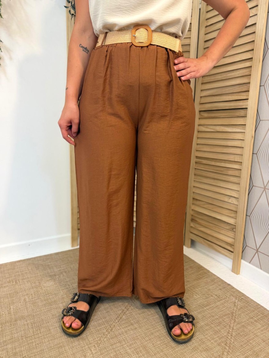 Pantalon Léger Avec Ceinture Fleurie Fluide Taille Unique | Marina & Paloma