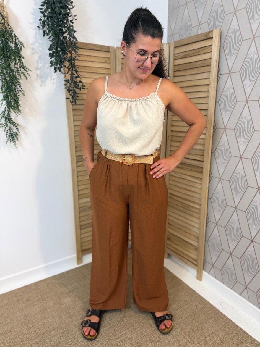 Pantalon Léger Avec Ceinture Fleurie Fluide Taille Unique | Marina & Paloma