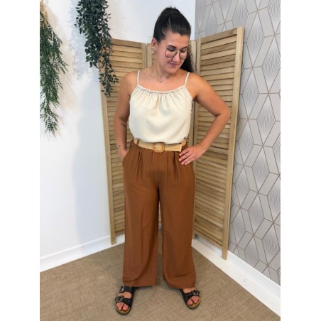 Pantalon Léger Avec Ceinture Fleurie Fluide Taille Unique | Marina & Paloma