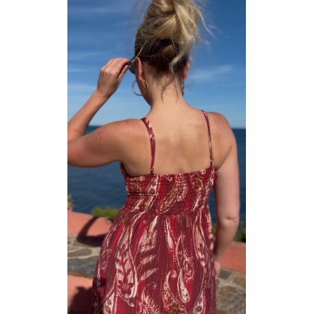 Robe longue fines bretelles BY ONE col V à motif fluide | Marina & Paloma