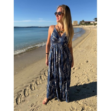 Robe Longue Bretelles Fluide Col V | Marina & Paloma