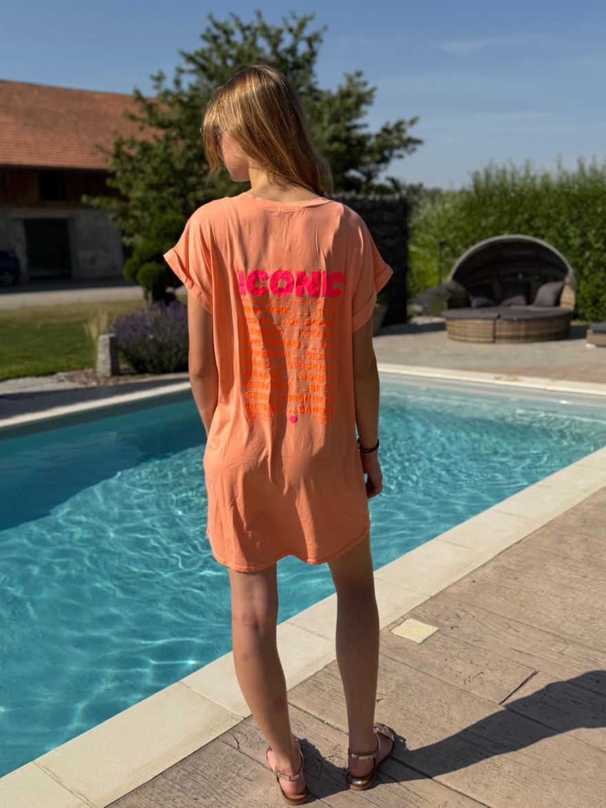 Robe Été Iconic Fluo Vivichy Made in Italie Col V Coupe Droite | Marina & Paloma