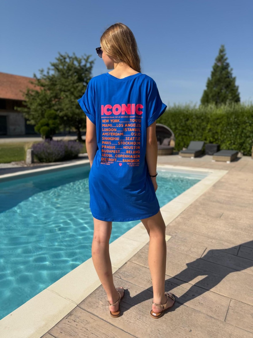 Robe Été Iconic Fluo Vivichy Made in Italie Col V Coupe Droite | Marina & Paloma