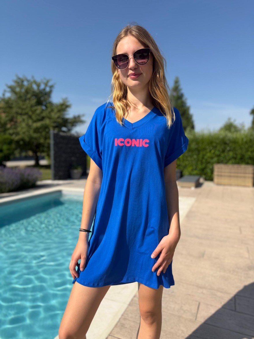 Robe Été Iconic Fluo Vivichy Made in Italie Col V Coupe Droite | Marina & Paloma