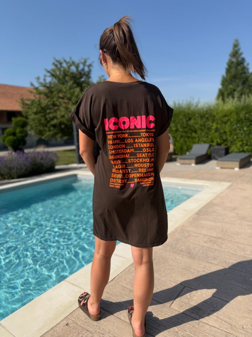 Robe Été Iconic Fluo Vivichy Made in Italie Col V Coupe Droite | Marina & Paloma