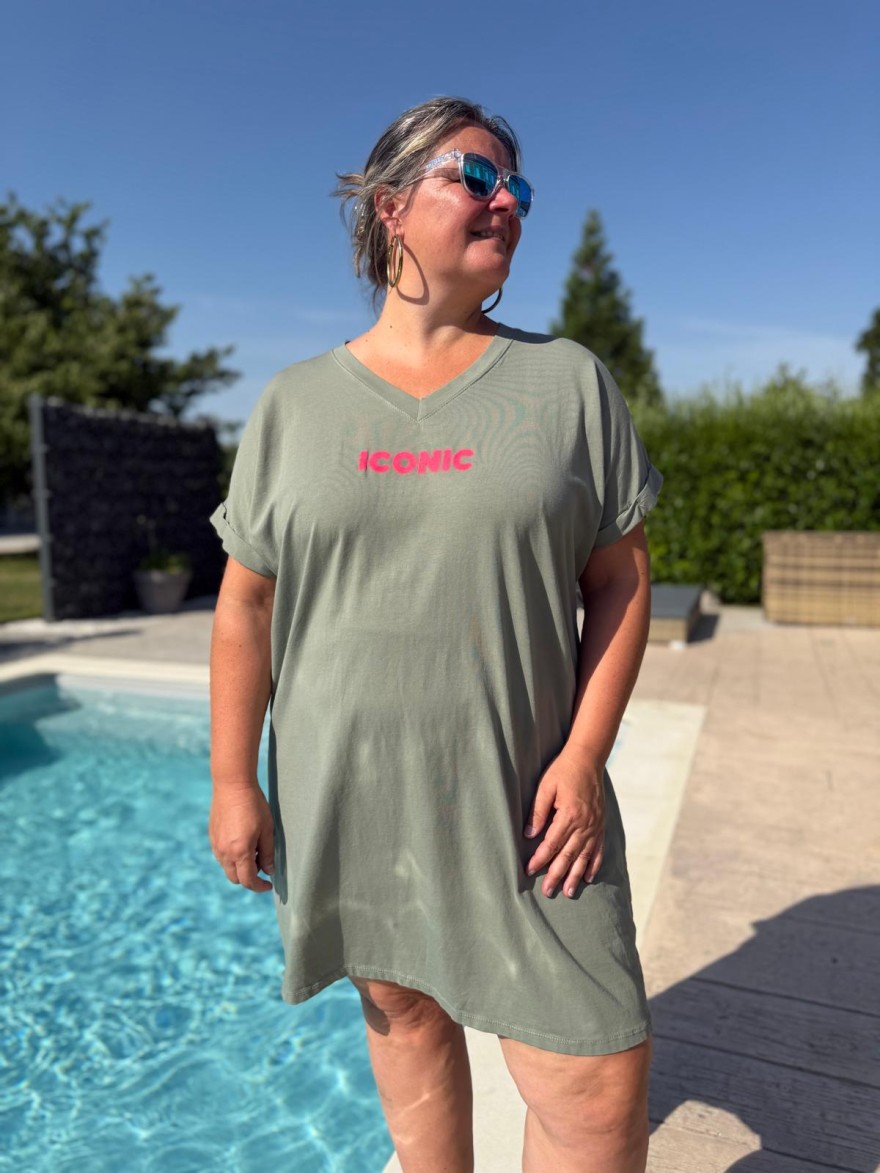 Robe Droite Grande Taille Coton Iconic Fluo Vivichy | Marina & Paloma