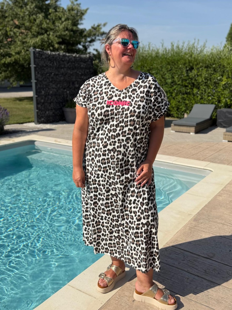 Robe Longue Droite Léopard Grande Taille Iconic | Marina & Paloma