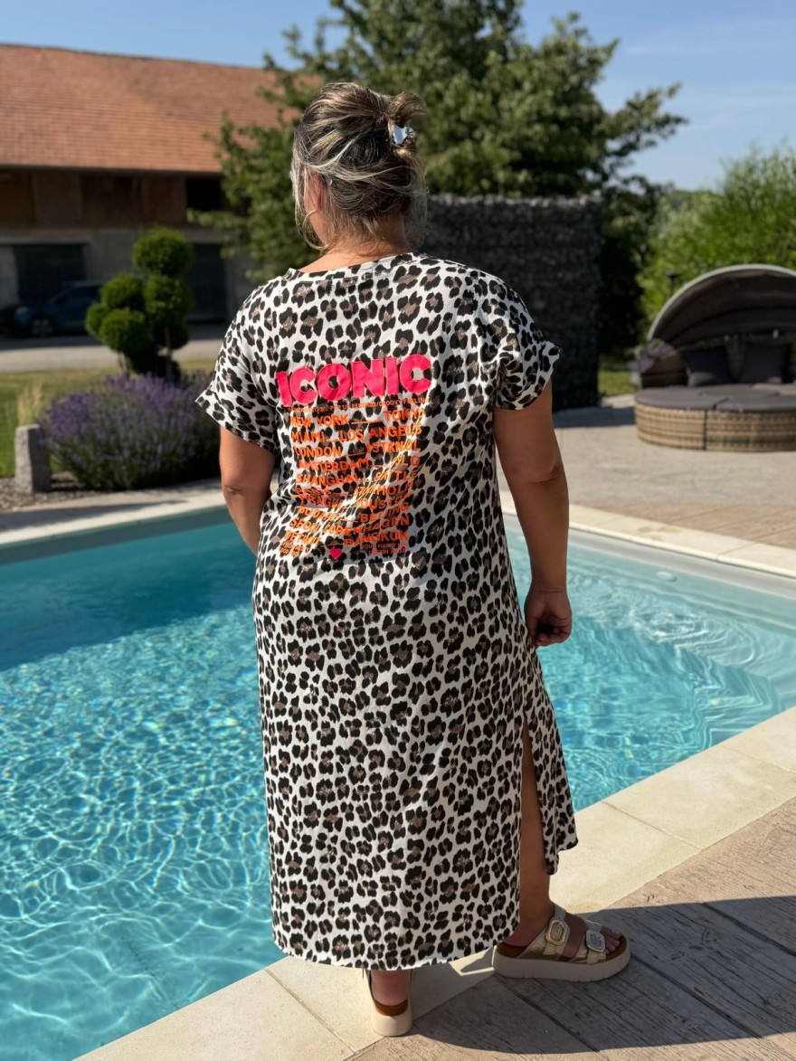 Robe Longue Droite Léopard Grande Taille Iconic | Marina & Paloma