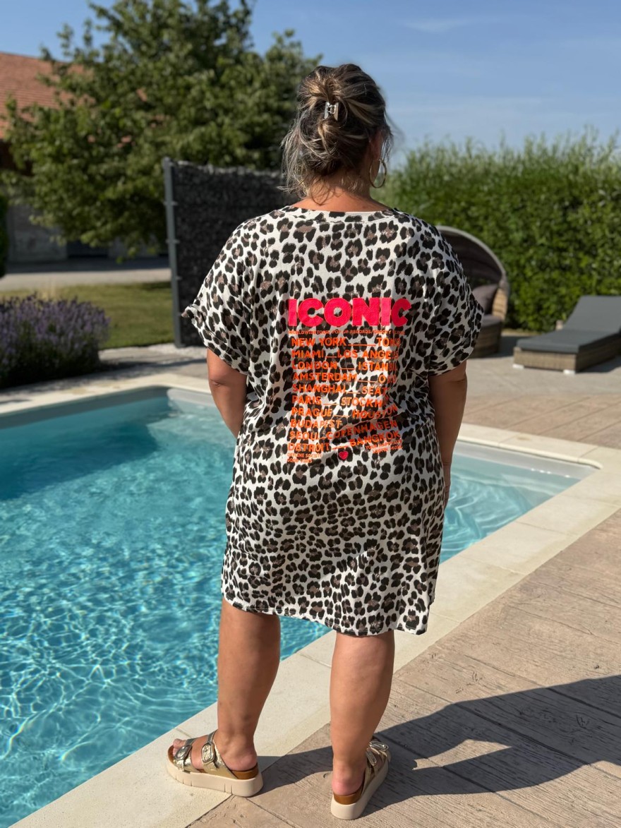 Robe Droite Léopard Grande Taille Iconic Fluo | Marina & Paloma