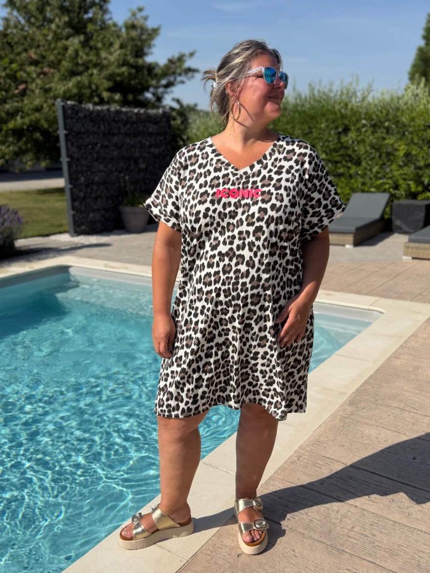 Robe Droite Léopard Grande Taille Iconic Fluo | Marina & Paloma