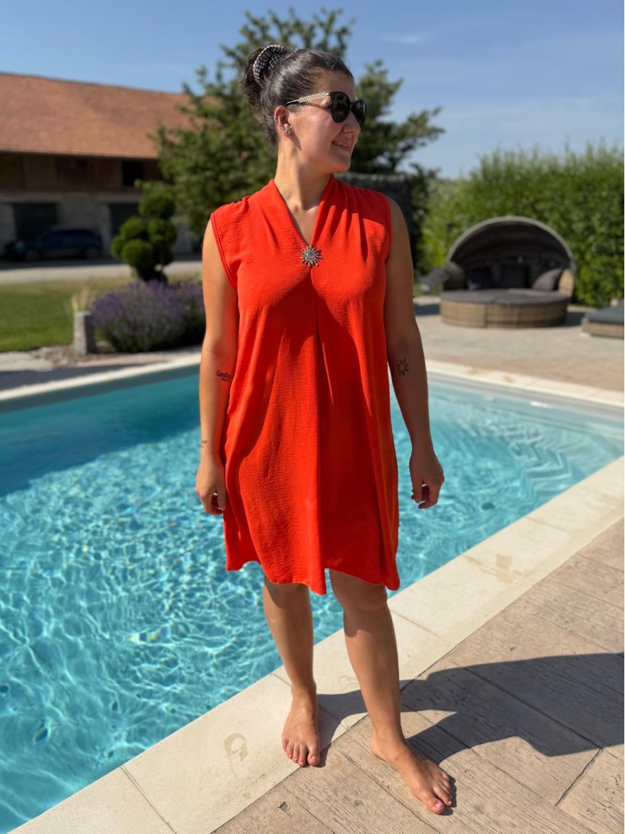 Robe Fluide Femme avec Broche Soleil | Marina & Paloma