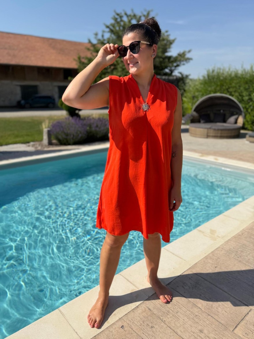 Robe Fluide Femme avec Broche Soleil | Marina & Paloma