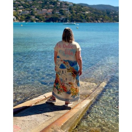 Robe Longue Lurex Imprimé Méditerranéen Femme | Marina & Paloma