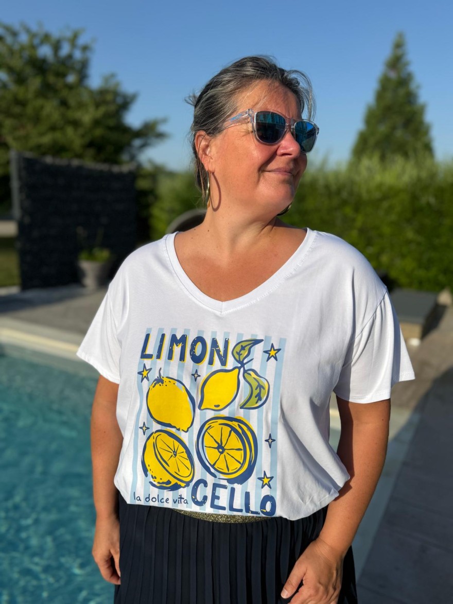 Tee Shirt Limoncello Grande Taille coton imprimé graphique | Marina & Paloma