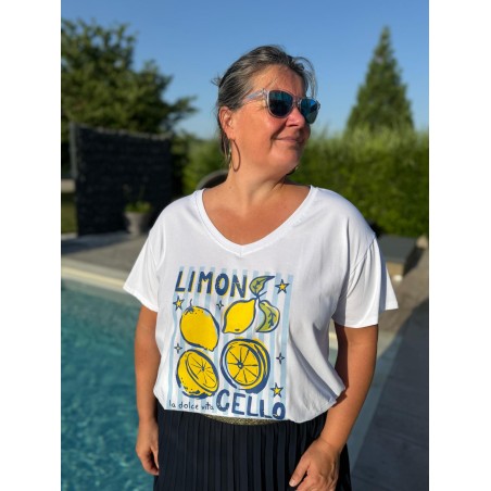 Tee Shirt Limoncello Grande Taille coton imprimé graphique | Marina & Paloma