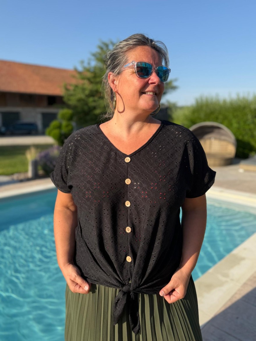 Haut Large Léger Noué Devant fluide en coton | Marina & Paloma