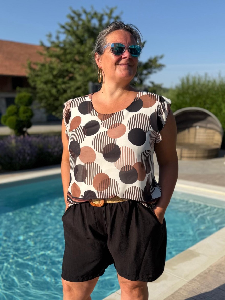 Haut Léger Grande Taille à Manches Plissées imprimé pois | Marina & Paloma