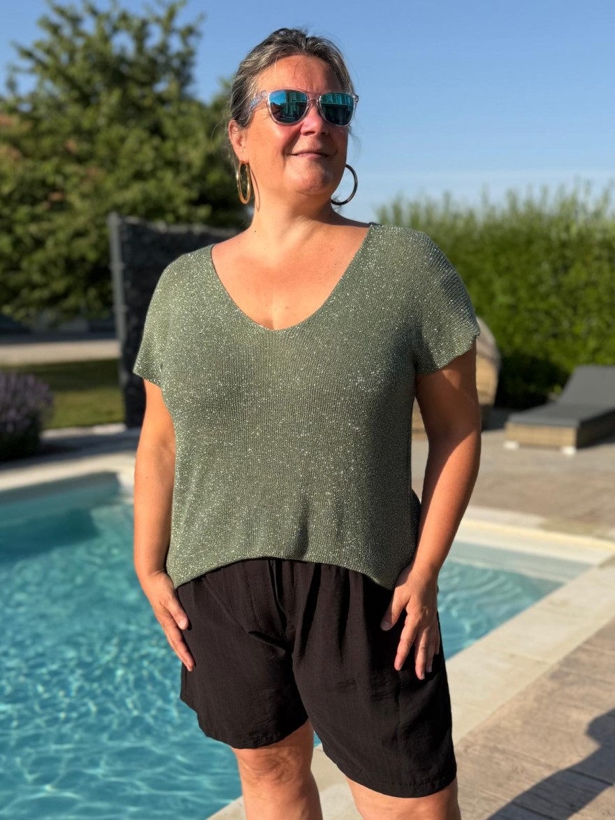 Haut Lurex Grande Taille brillant et fluide | Marina & Paloma