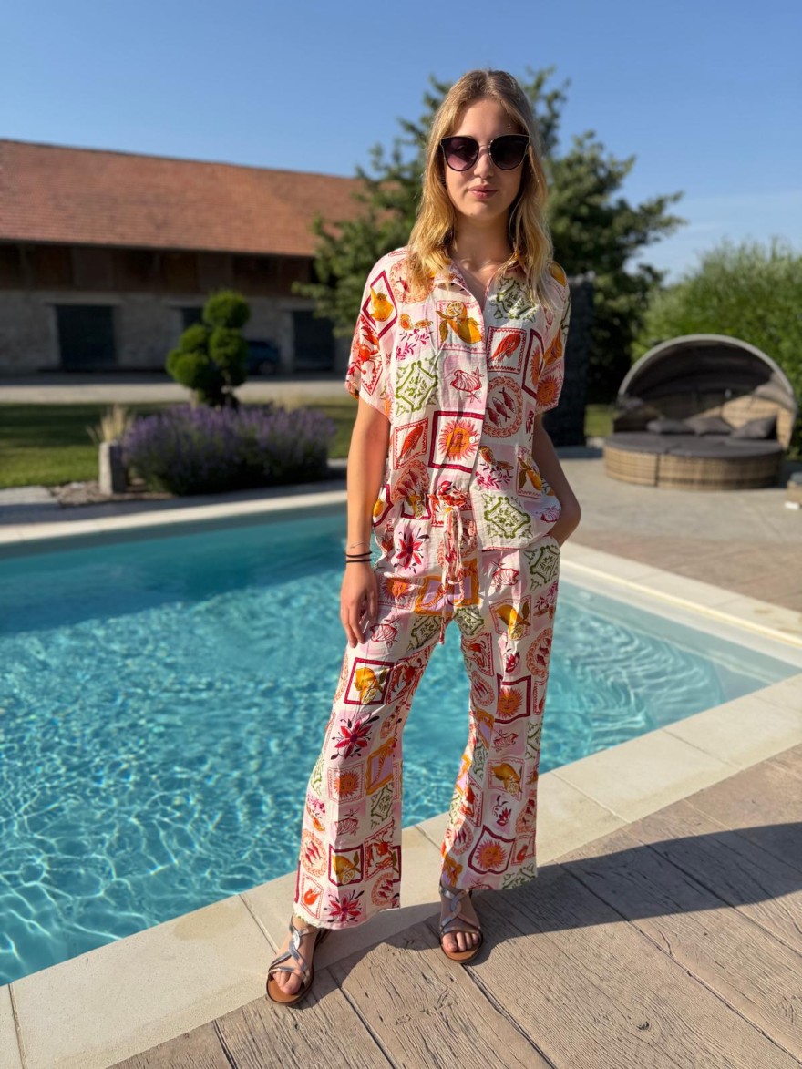Chemise Légère Imprimée Crustacé patchwork estivale | Marina & Paloma