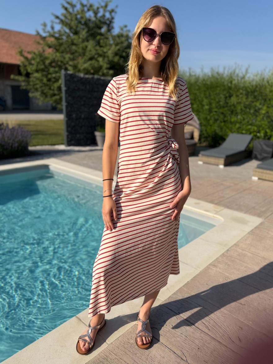 Robe Longue Rayée Season à nouer à la taille | Marina & Paloma